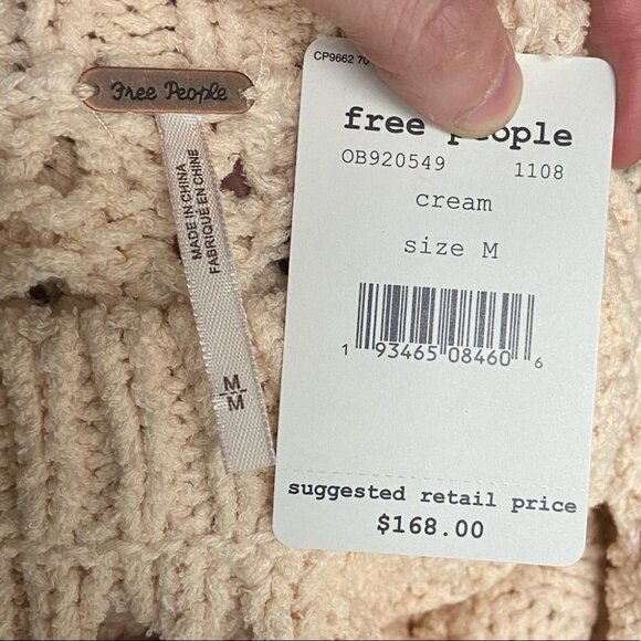 NWT Free People Higher Love Crochet Knit‎ Fringe Boho Sweater Size Medium Hippie - Picture 3 of 6